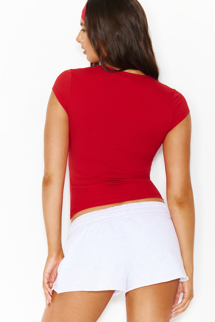 Sleek Crewneck T-Shirt, Scarlet Flame Red, large