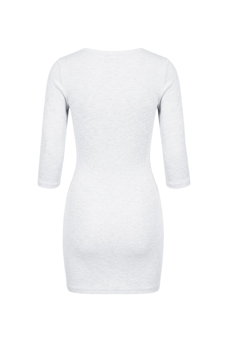 Surplice Wrap Mini Dress, Grey, large