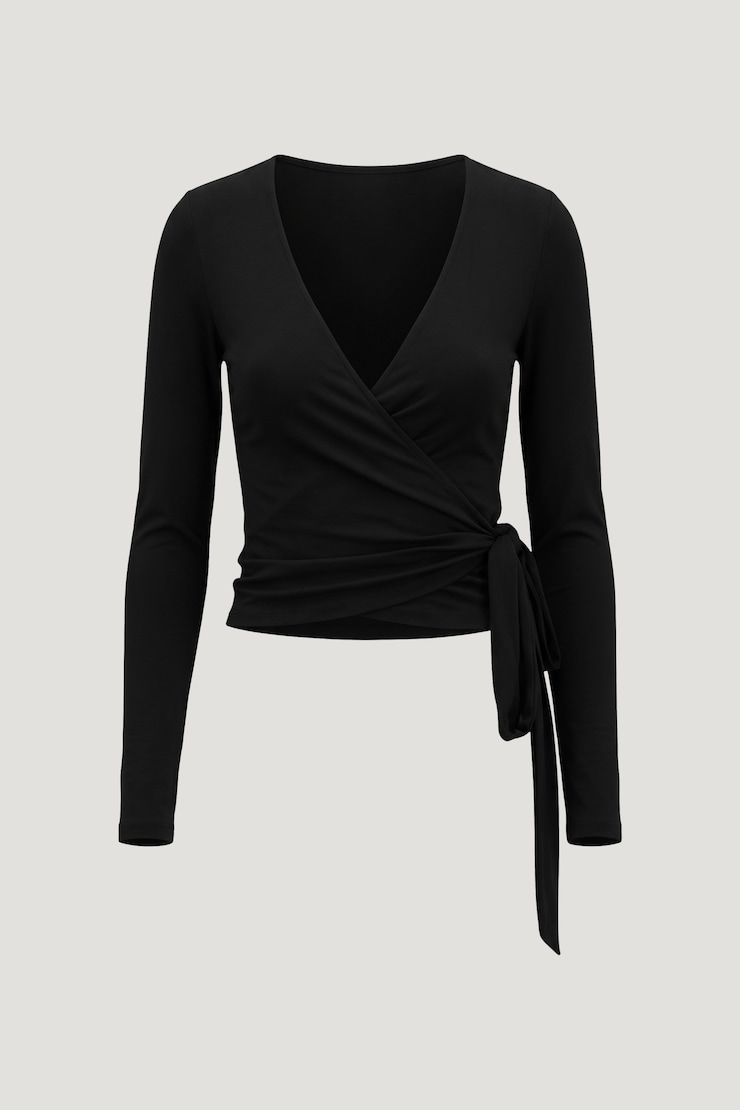 Wrap Long Sleeve Top Jet Black large