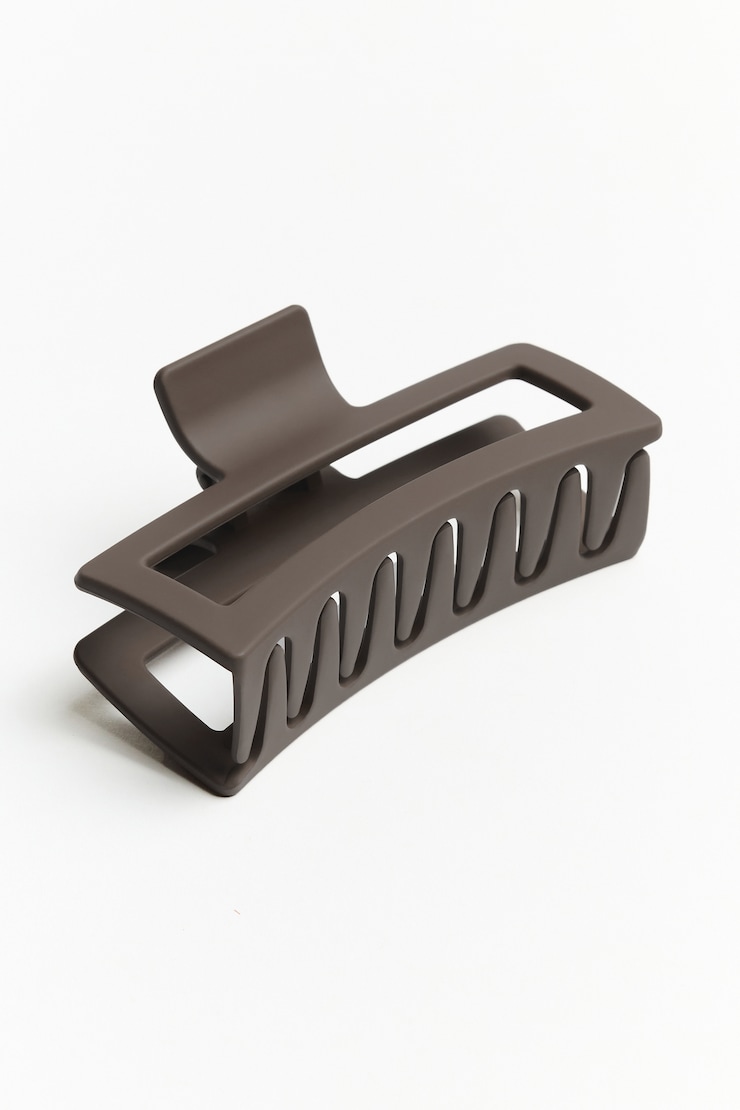 Oversized Rectangle Claw Clip, Satellite Beige, large