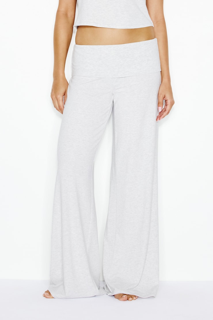 Modal Foldover Pants, Spring Grey Mix, large