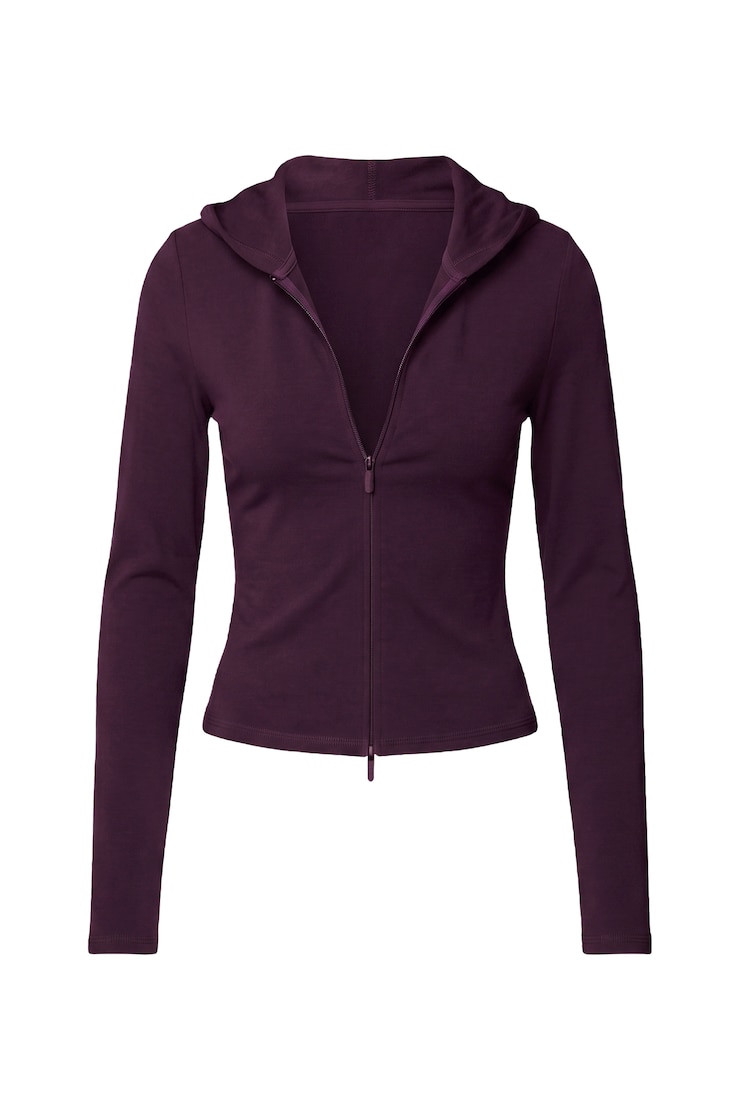 StretchTerry™ Hooded Zip Up, Wild Berry Maroon, large