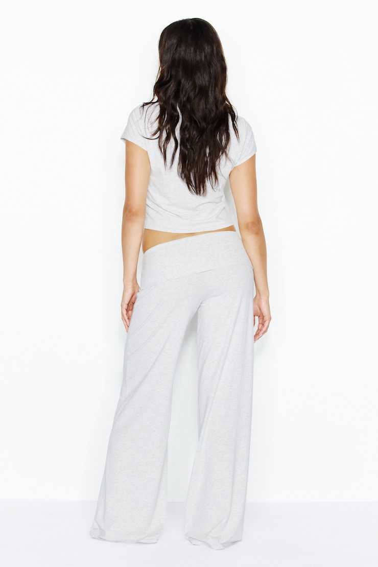 Modal Foldover Pants, Spring Grey Mix, large
