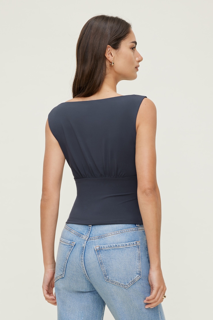 Sculpt Cinched Waist Top India Ink Grey large