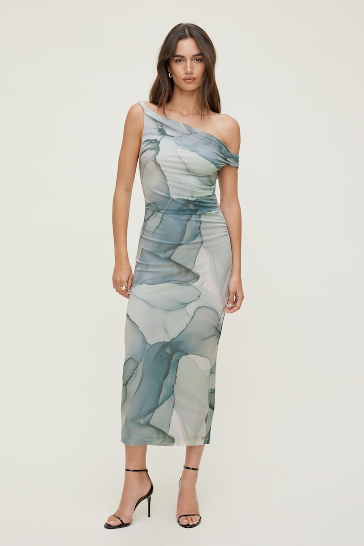 Jayde Mesh Midi Dress Blue Marble large