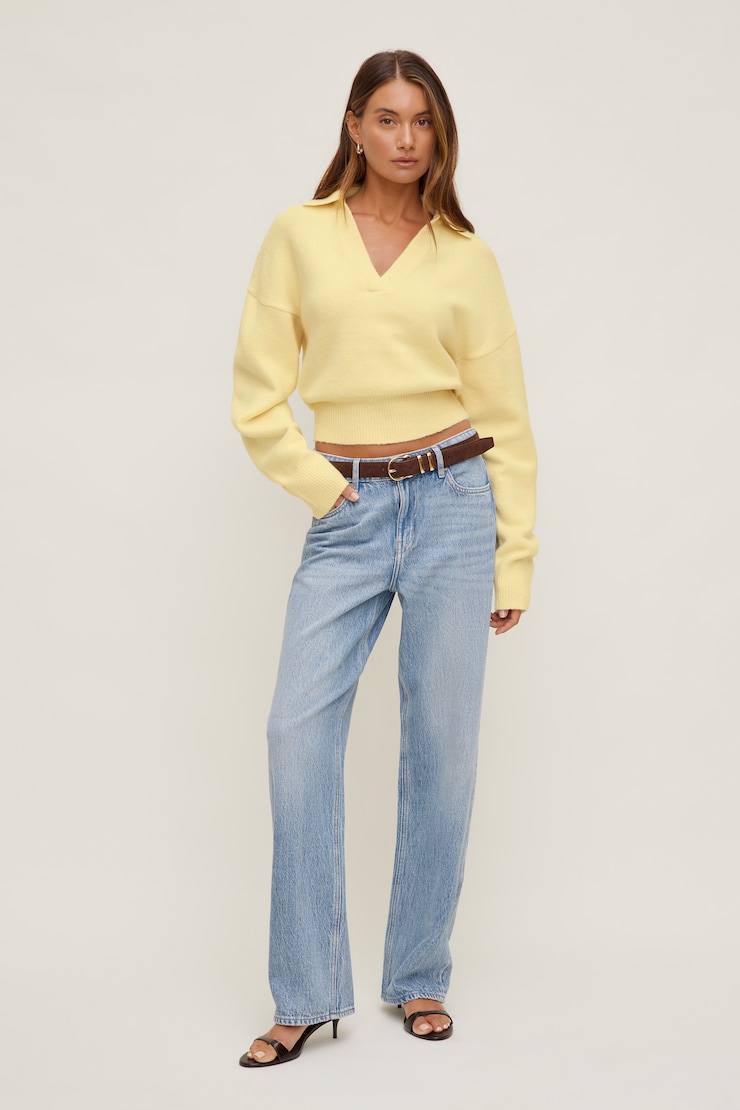 Mika Mid Rise Relaxed Straight Leg Jeans Medium Light Indigo / Fay Blue large