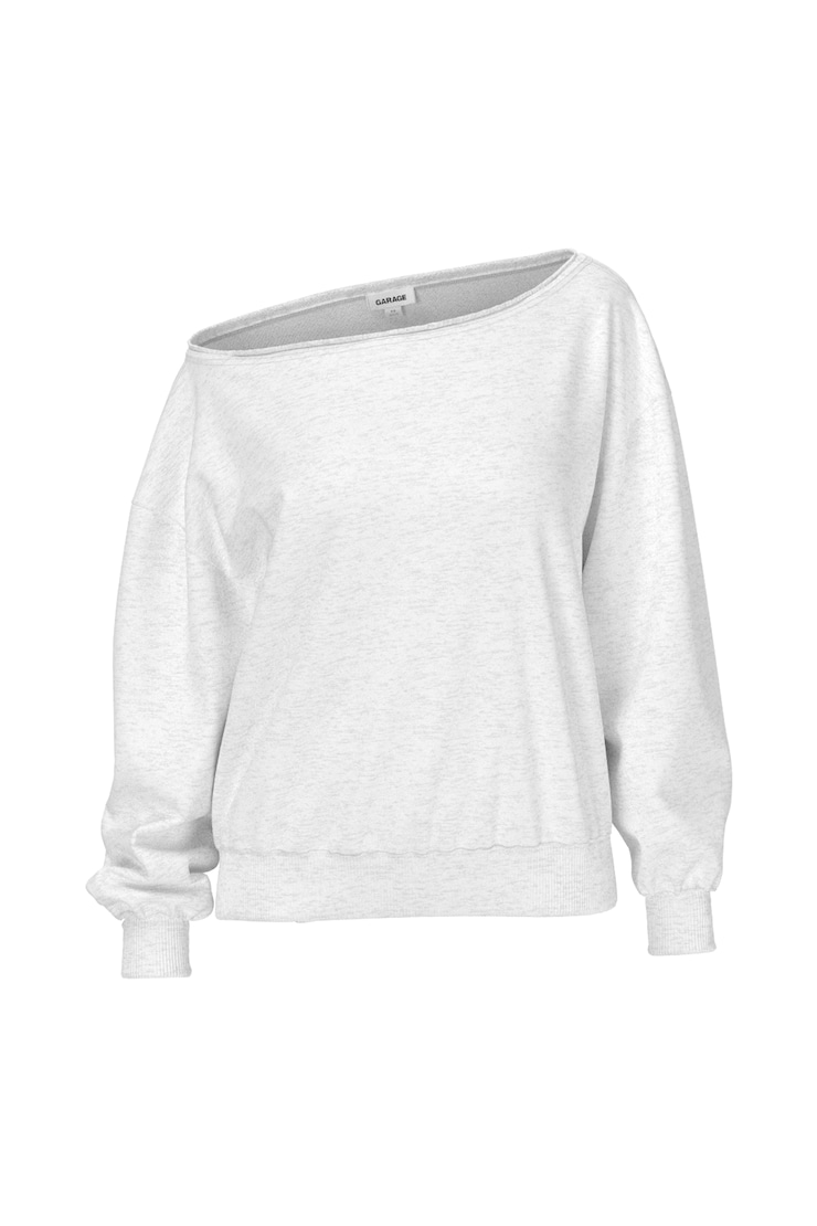 SoftTerry™ Off Shoulder Sweatshirt, Spring Grey Mix, large