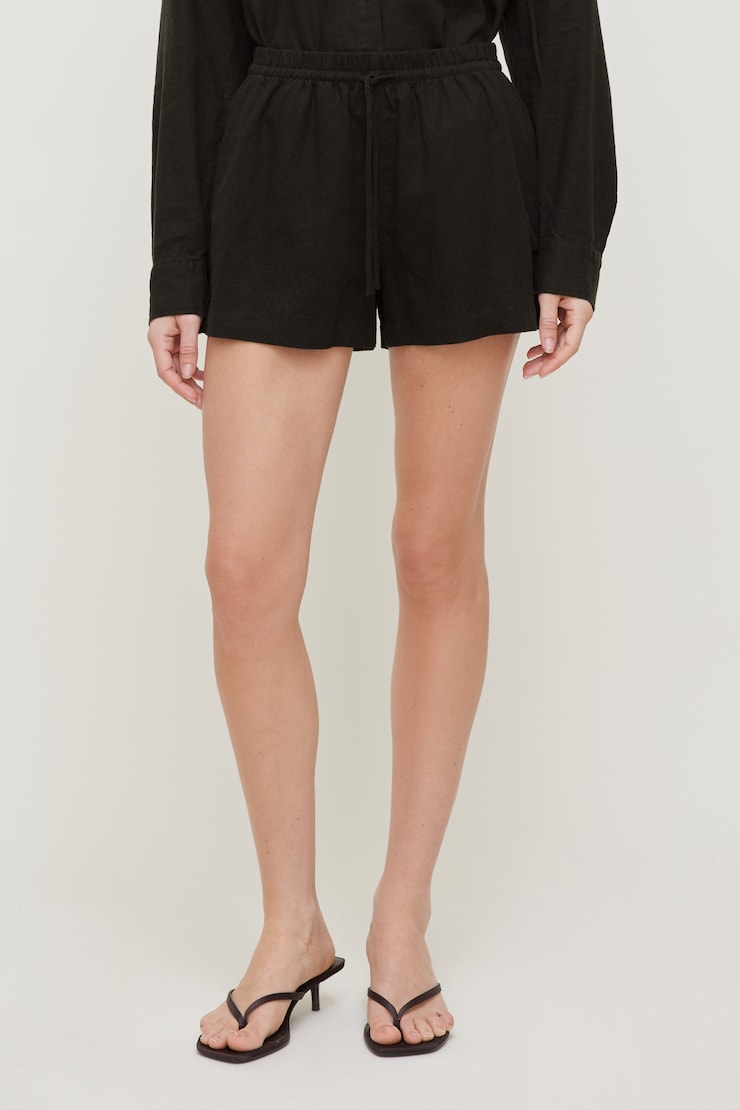 Short à taille haute en lin