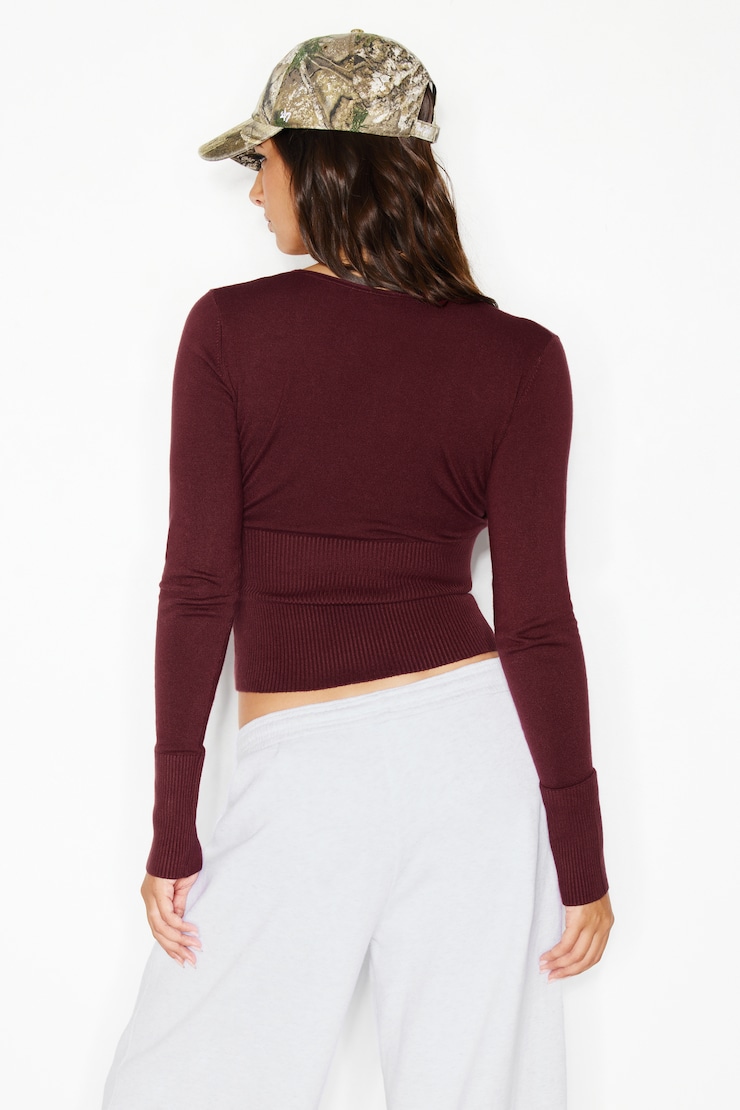 Wrap Me Sweater, Burgundy Bite, large