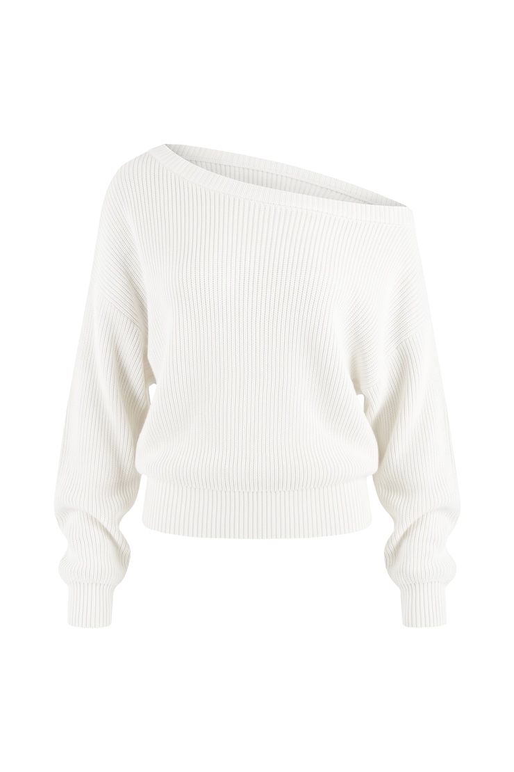 Day Off Asymmetric Sweater, Snow White, large