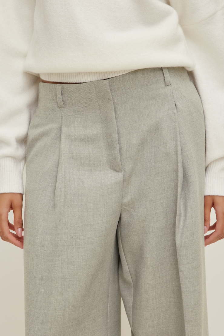 Mid Rise Wide Leg Pants Lighter Grey Melange large