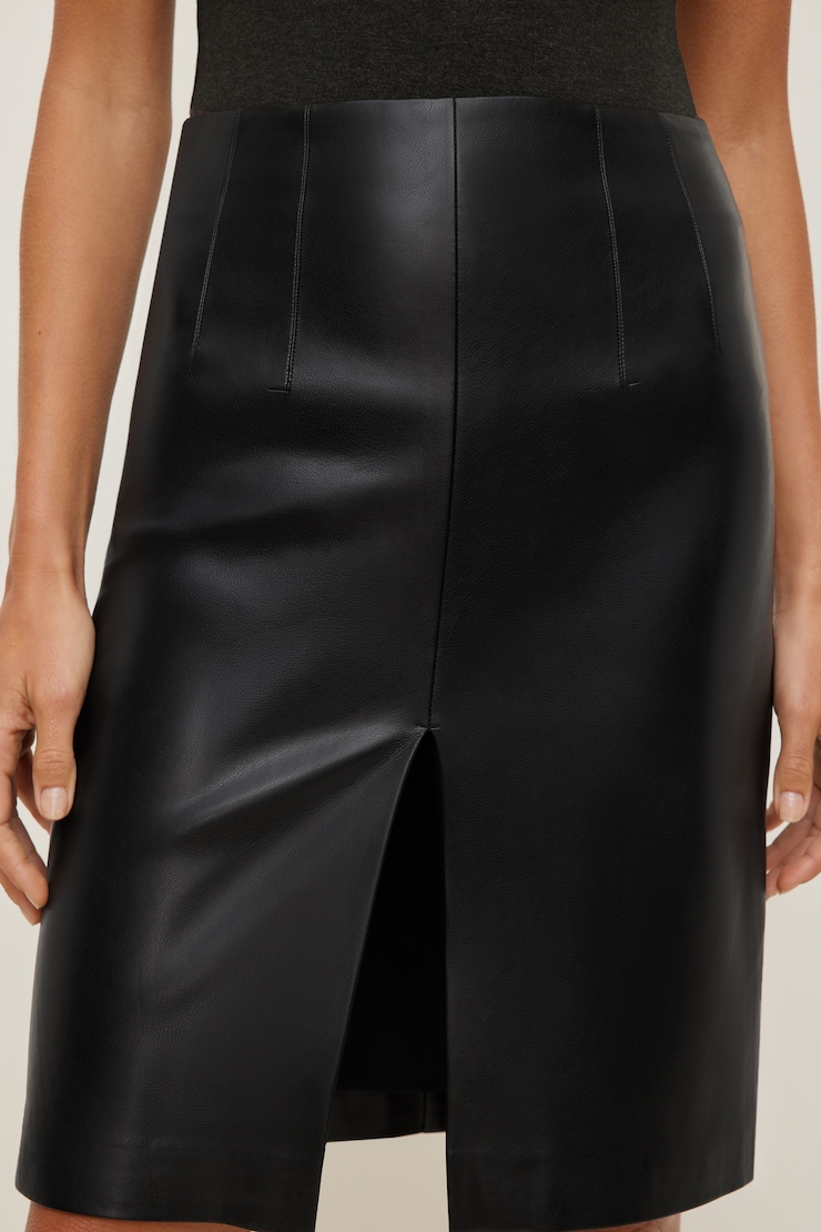 Faux Leather Midi Skirt Jet Black large