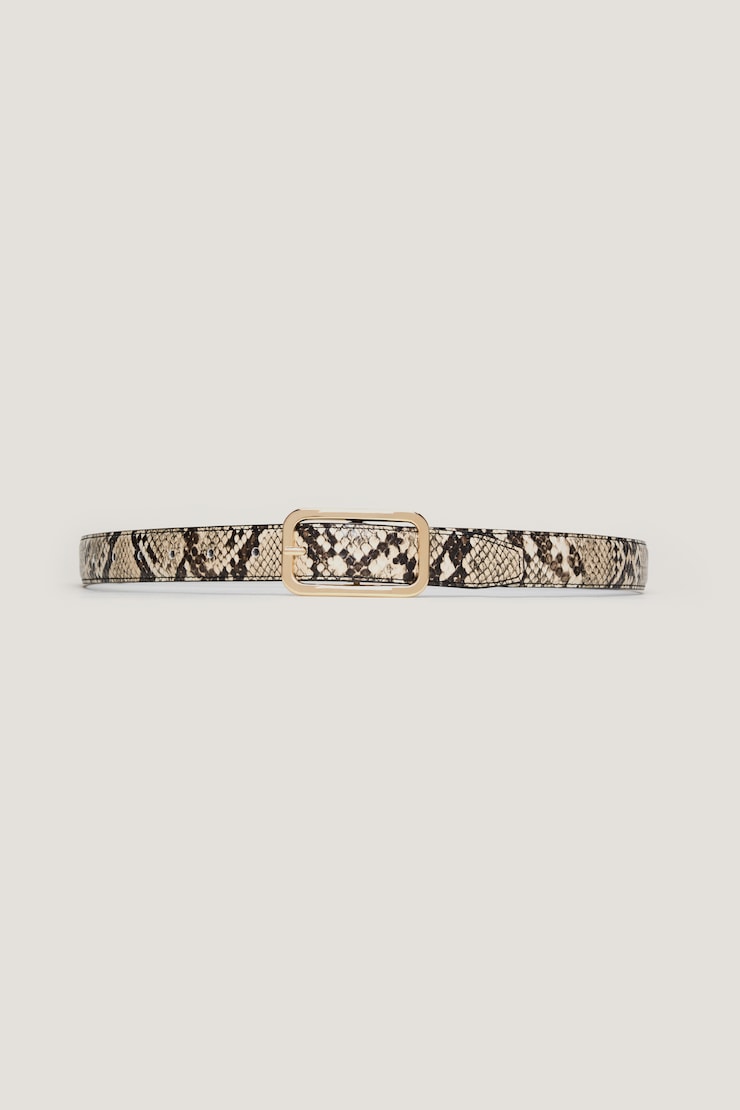 Rounded Rectangle Slim Faux Leather Belt