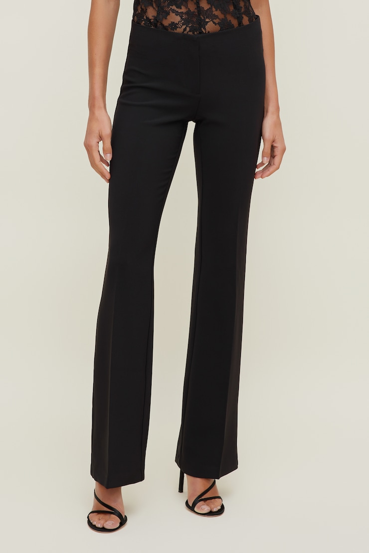 Pantalon Frankie à taille basse et jambe semi-évasée Noir encre large