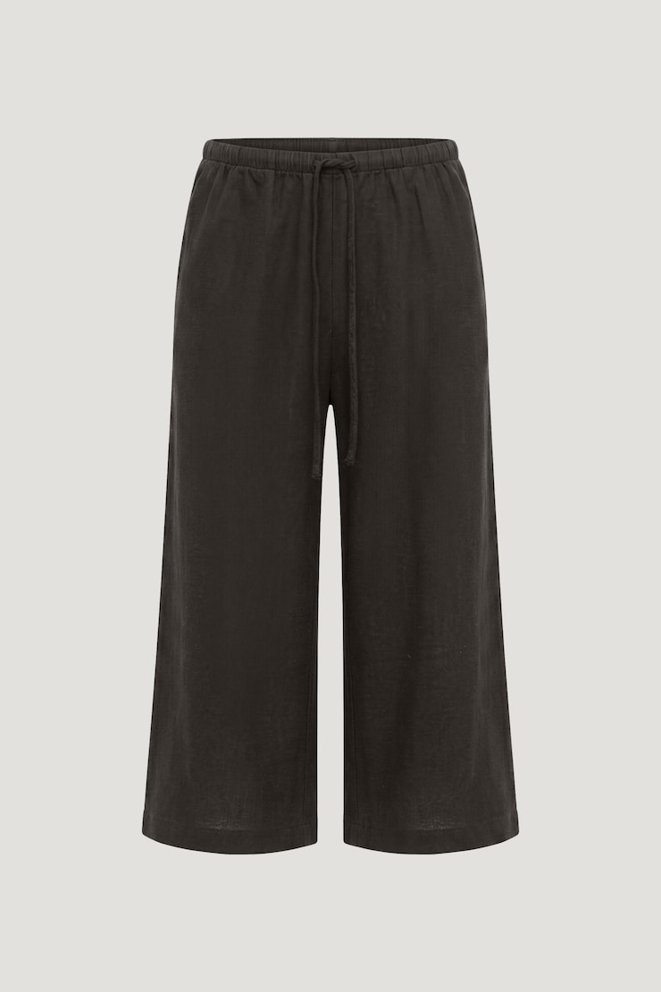 Leo Linen Capri Pants Chocolate Torte Brown large