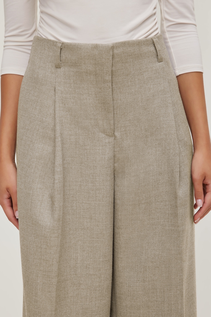 Mid Rise Wide Leg Pants Warm Oats Beige large