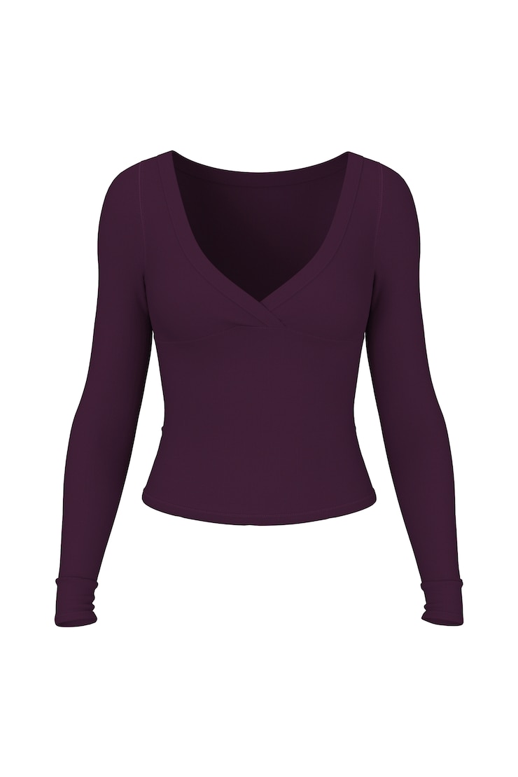 SnatchRib Crossover Longsleeve Top, Wild Berry Maroon, large