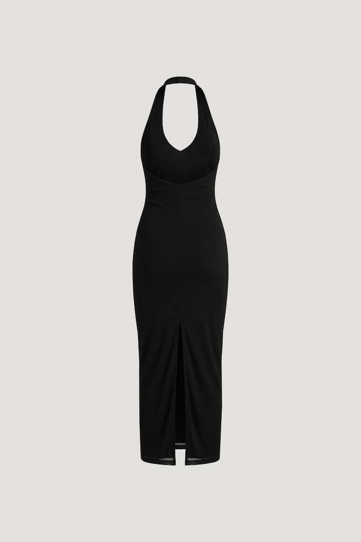 Reia Halter Mesh Maxi Dress Jet Black large