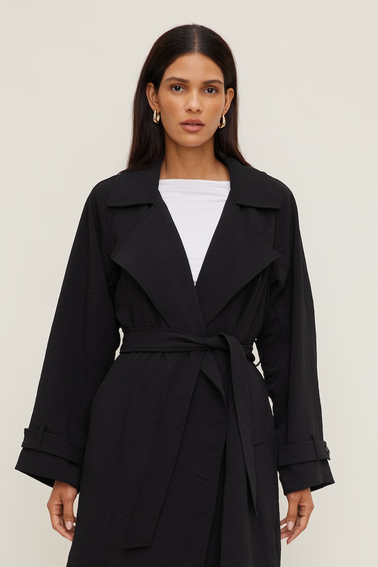 Nadia Airflow Trench Coat Jet Black large
