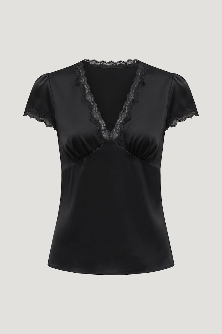 Anya Satin Blouse Jet Black large