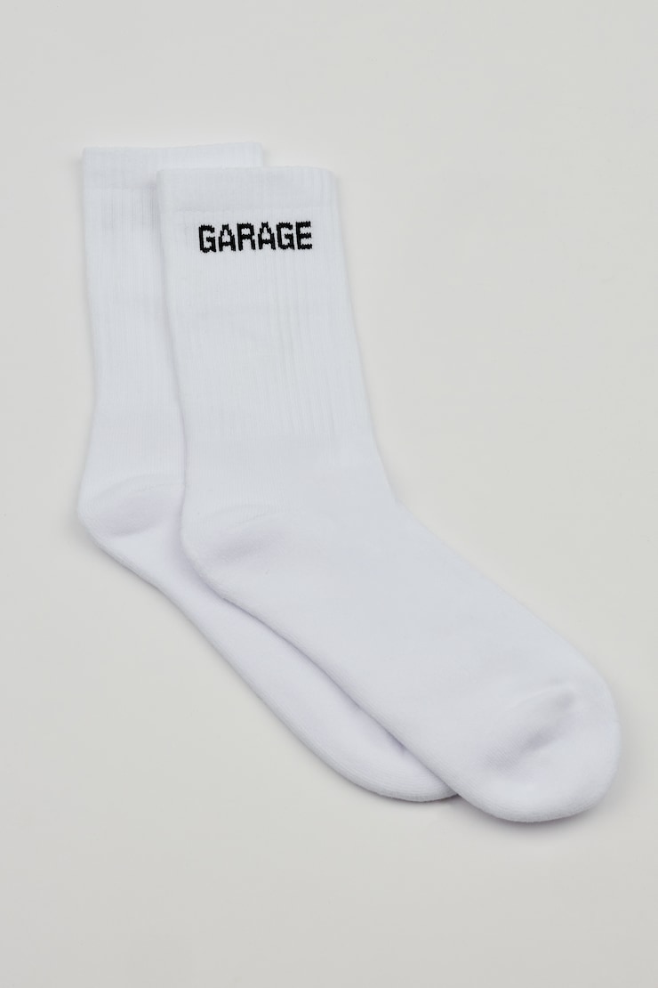 Garage Logo Crew Sock, Black/White, large