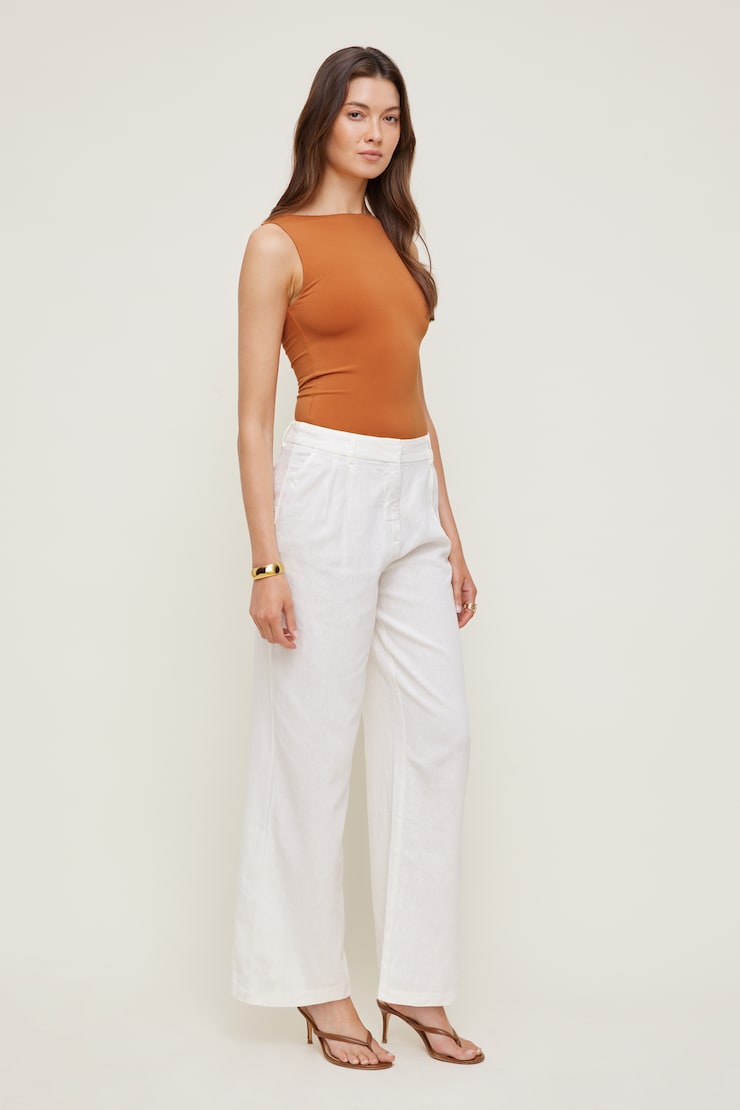 Alex Linen Wide Leg Pants Snow White large