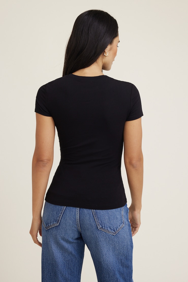 T-shirt ajusté en jersey Noir encre large