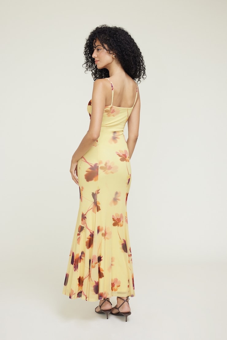 Monet Mesh Maxi Dress Golden Meadow Yellow large