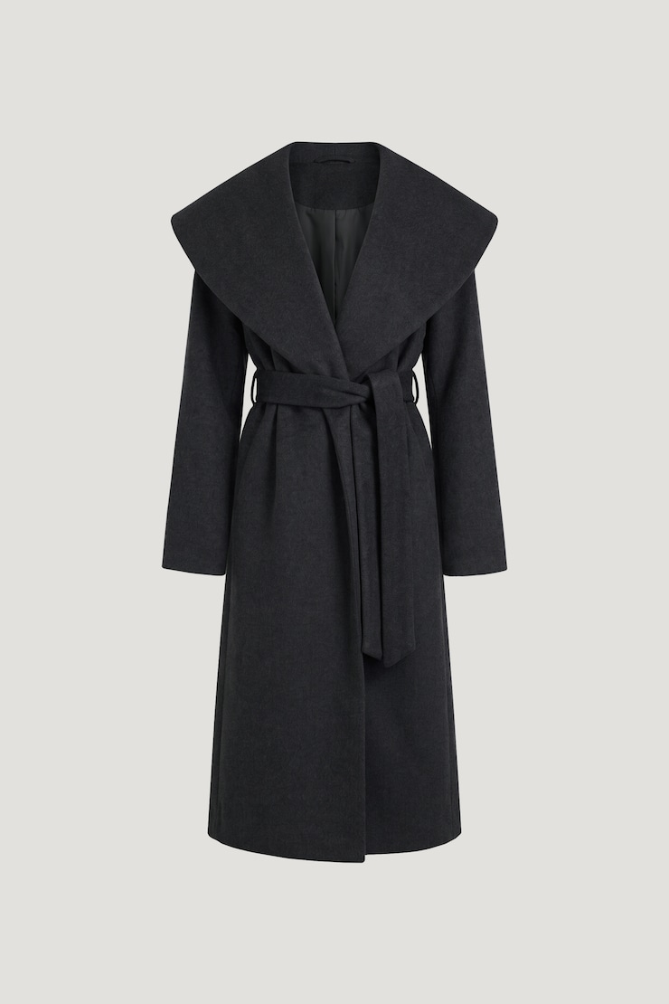 Wrap Wool Coat Charcoal Gray large