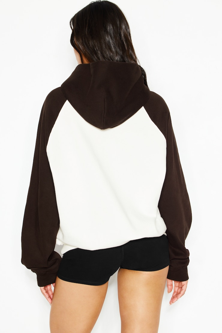 UltraFleece Raglan Hoodie, Snow White/Chocolate Brown, large