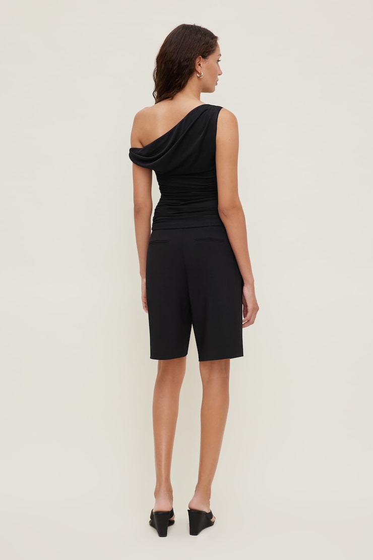 Off Shoulder Mesh Top Jet Black large