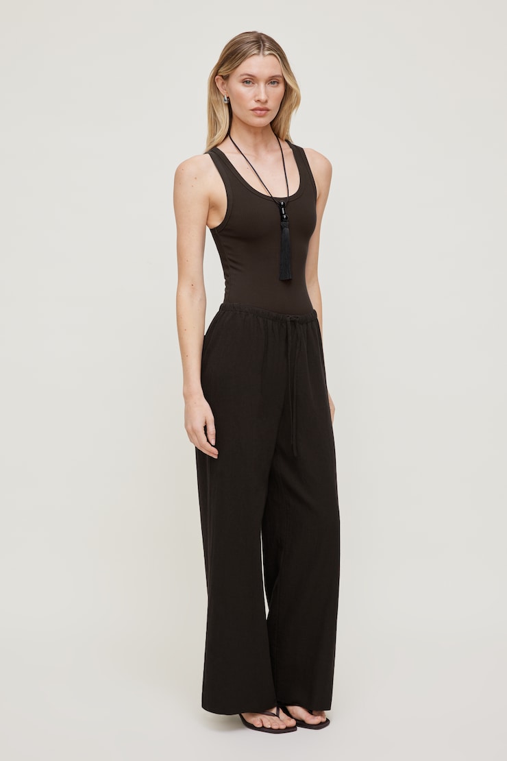 Leo Linen Wide Leg Pants Linen Chocolate Torte Brown large