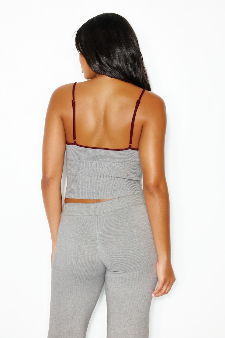 Camisole en tricot, Gris/Bouchée bourgogne, large