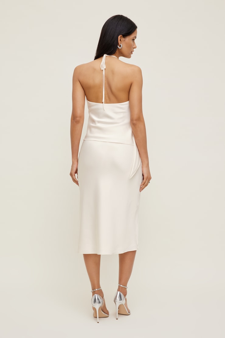 Satin Wrap Halter Top Sea Salt Cream large