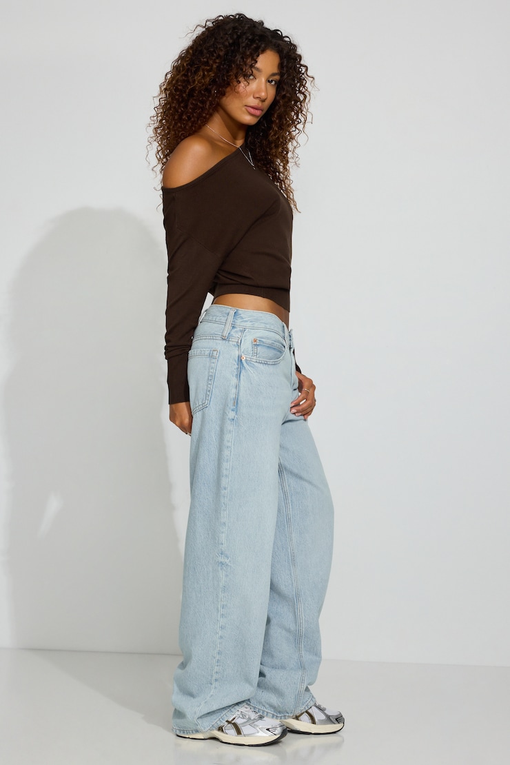 Low Rise Baggy Jeans, Carden Blue, large