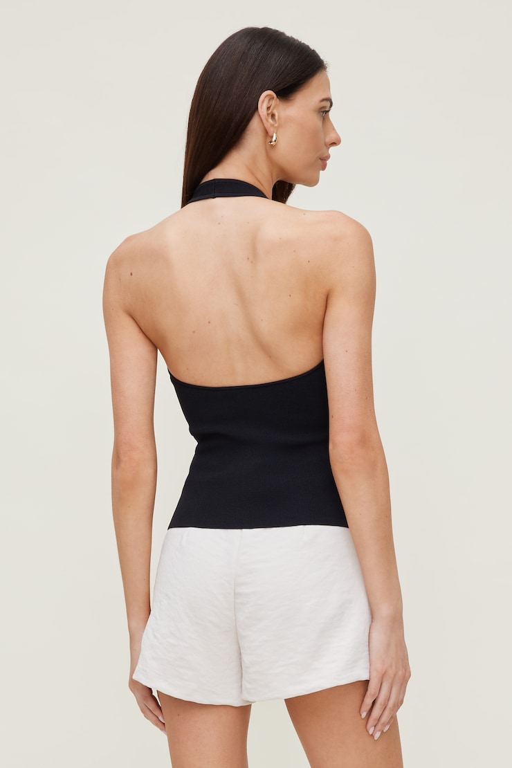 Halter Sweater Tank Top Jet Black large