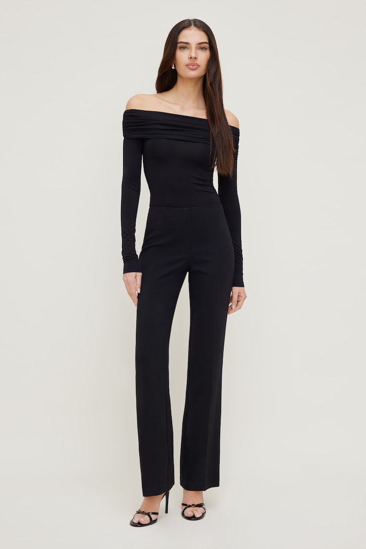 Off Shoulder Long Sleeve Top Jet Black large