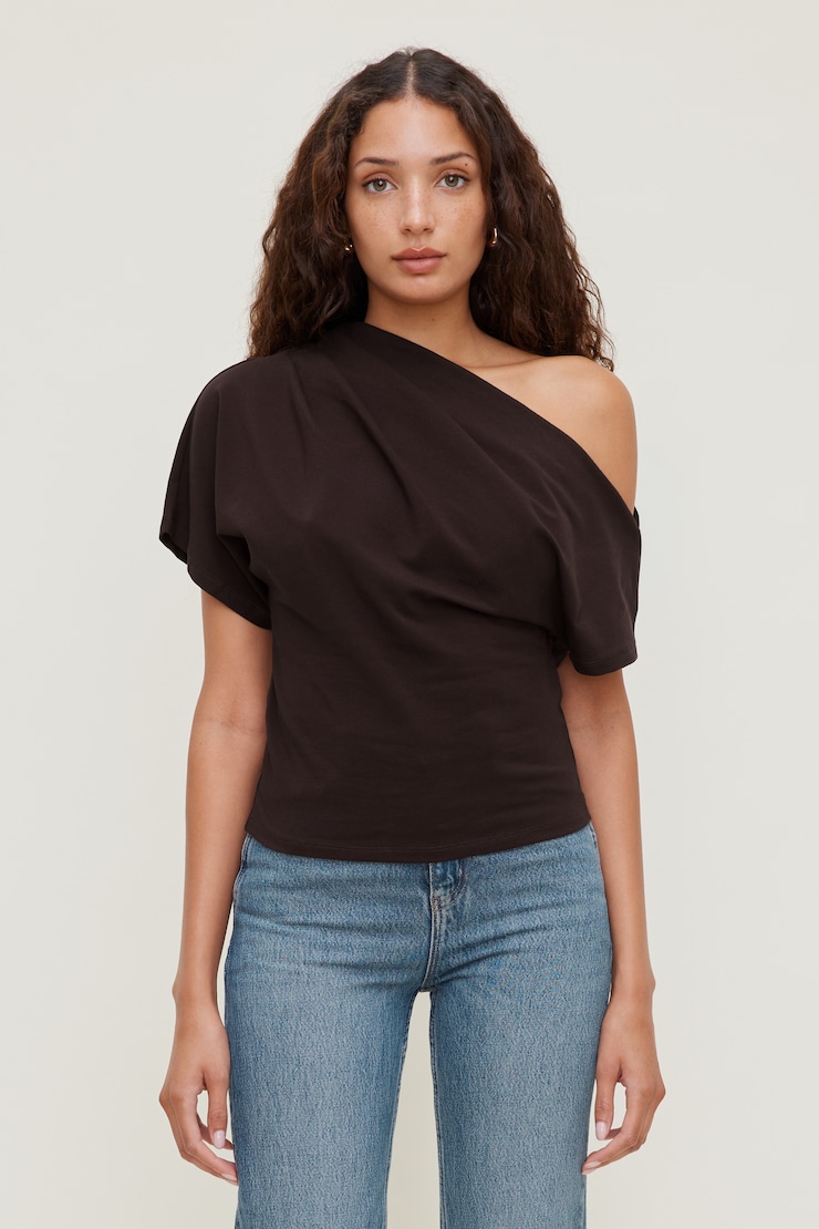 Alexa Cotton Spandex T Shirt Cherry Lacquer Burgundy large