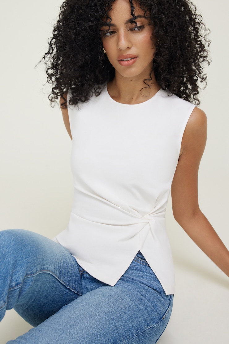 Camisole torsadée Blanc cassé sel de mer large