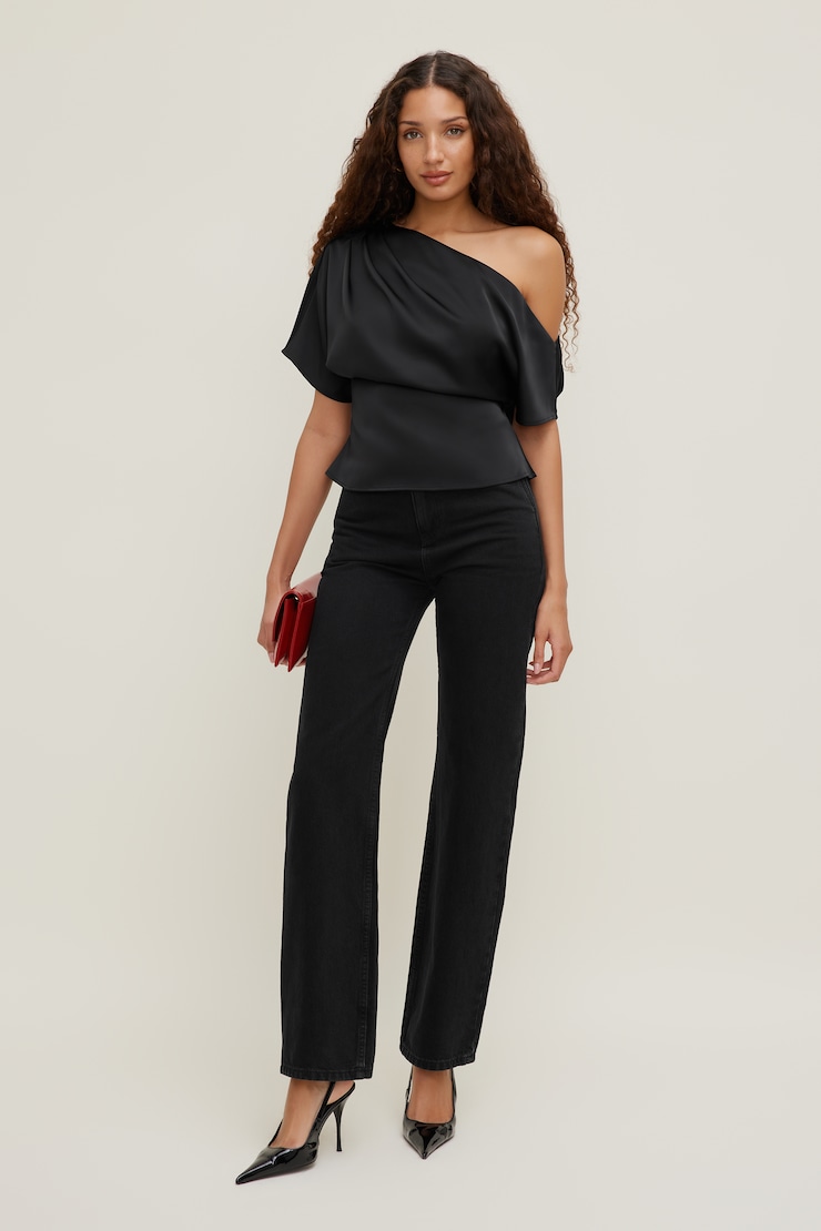 Alexa Satin Blouse Jet Black large
