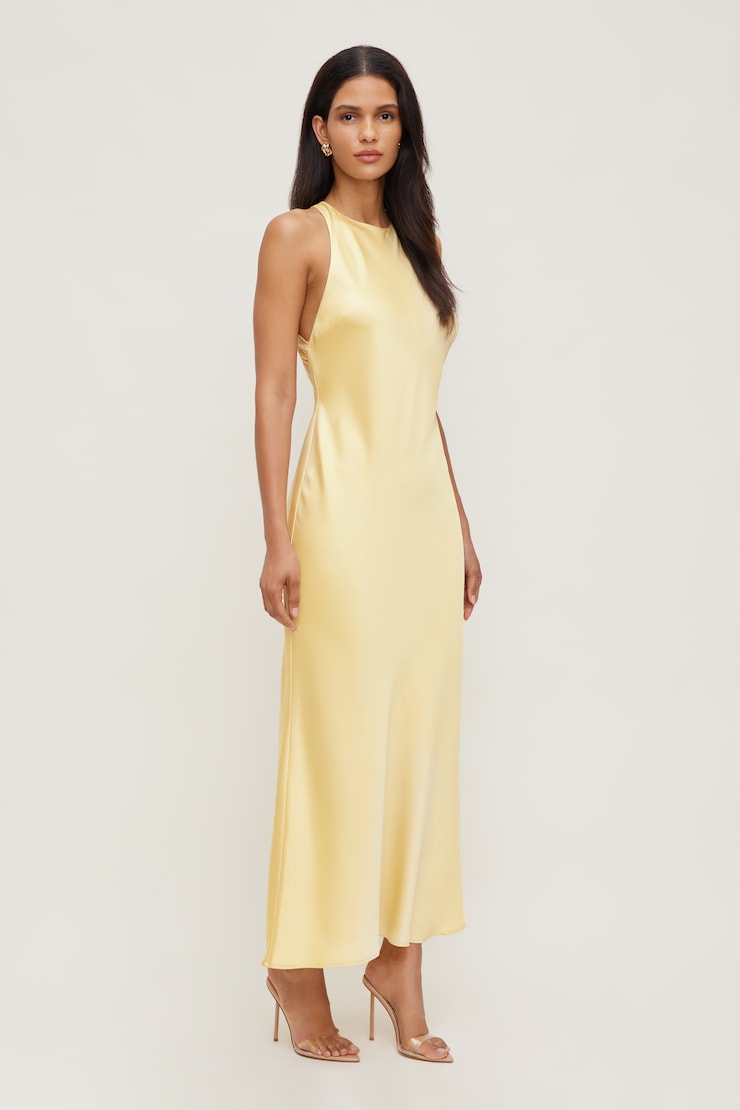 Andy Satin Maxi Dress Pale Yellow large
