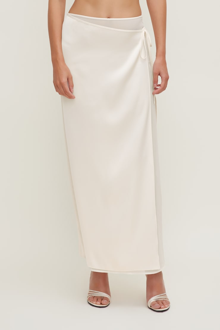 Satin Wrap Maxi Skirt Sea Salt Cream large