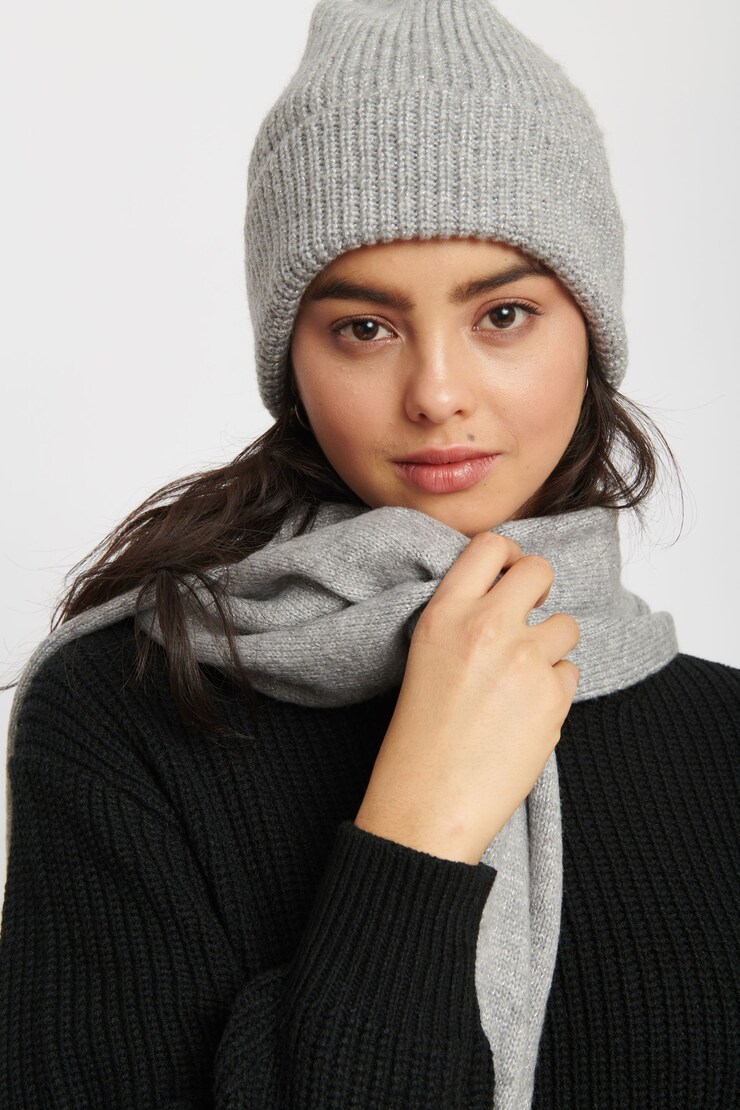 Tuque en tricot lurex Lurex gris pâle large