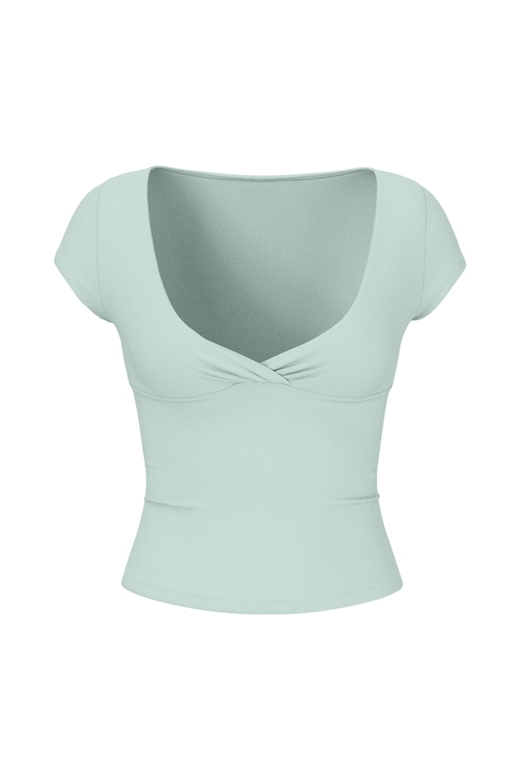 T-shirt croisé Sleek, Trouble turquoise, large