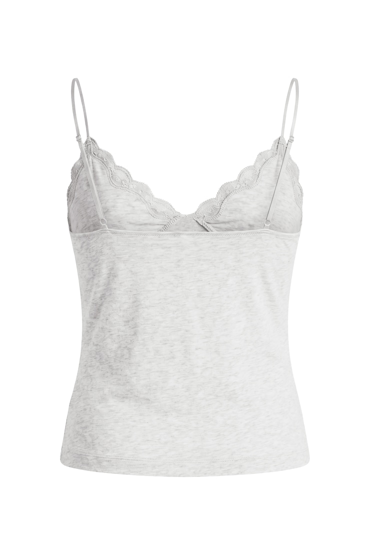Plunge Lace Trim Cami Top, Spring Grey Mix, large