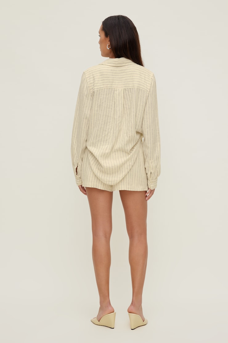 Linen High Rise Shorts Black / Yellow Stripes large