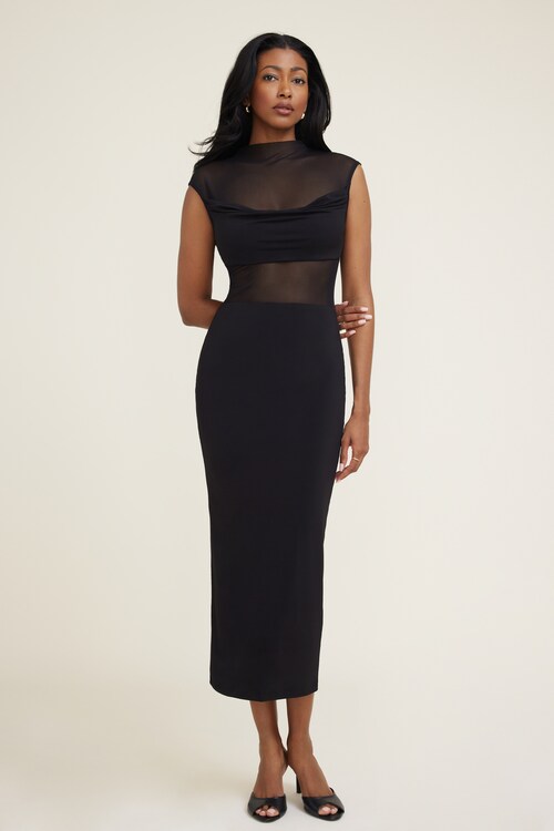 sheer bodycon maxi dress Women's Halter Neck Mesh – Twist Detail Ruched Waist, Formal Evening Gown With the dress balances transparency and structure Floerns Women's Asymmetrical Neck Sheer