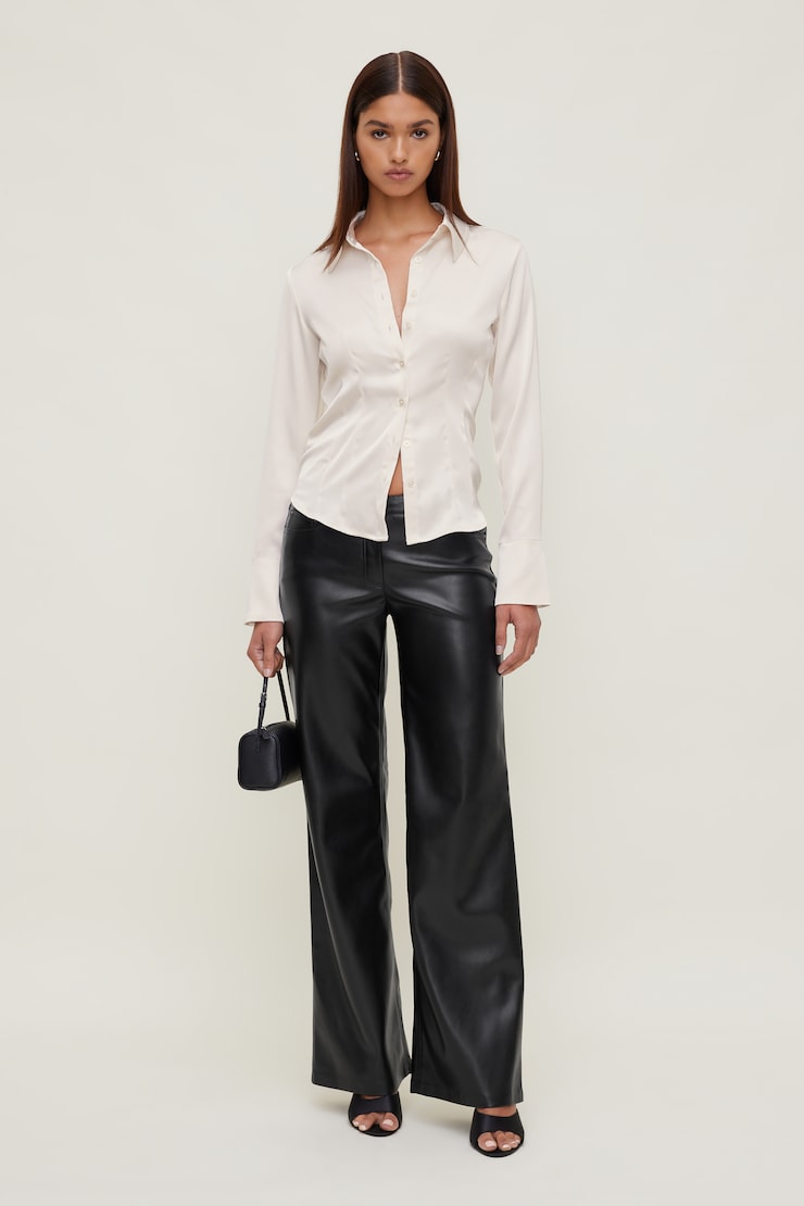 Devon Mid Rise Straight Leg Faux Leather Pants