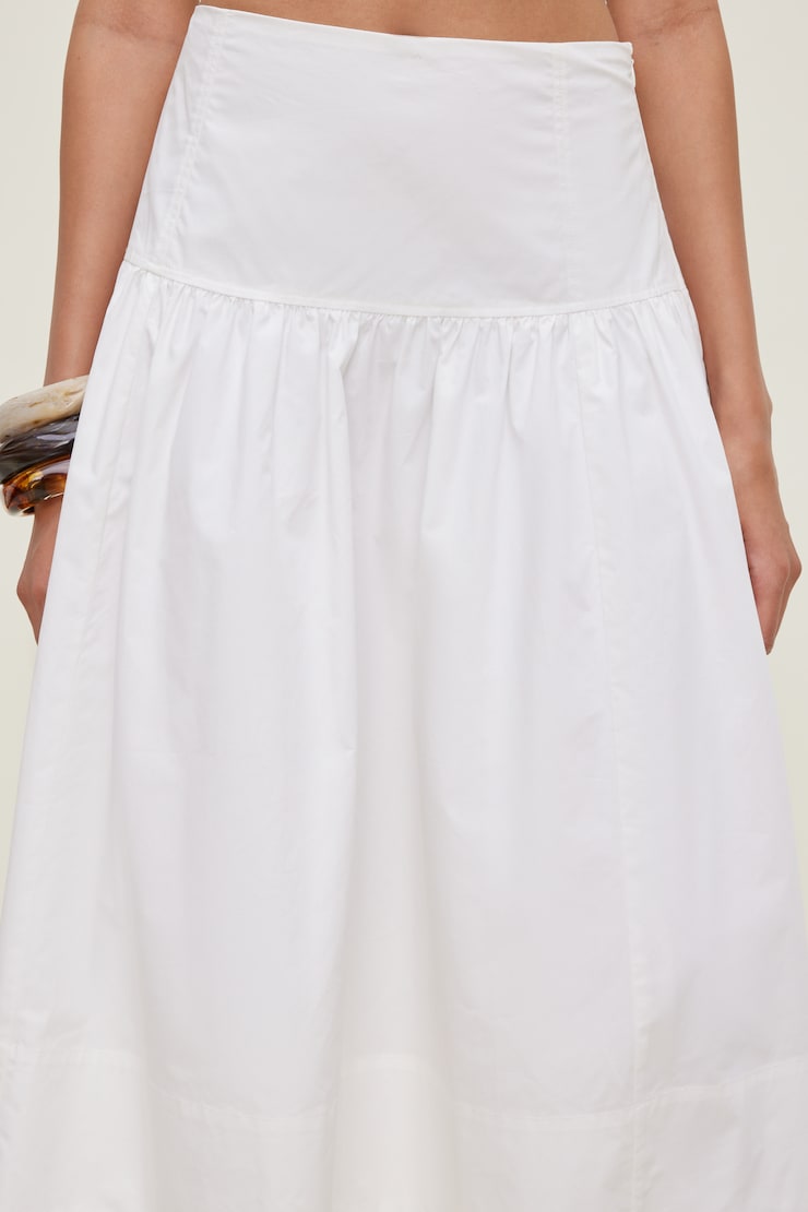 Drop Waist Poplin Midi Skirt Bright White large