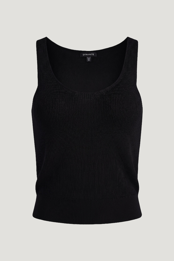 High Shine Sweater Tank Top Jet Black large